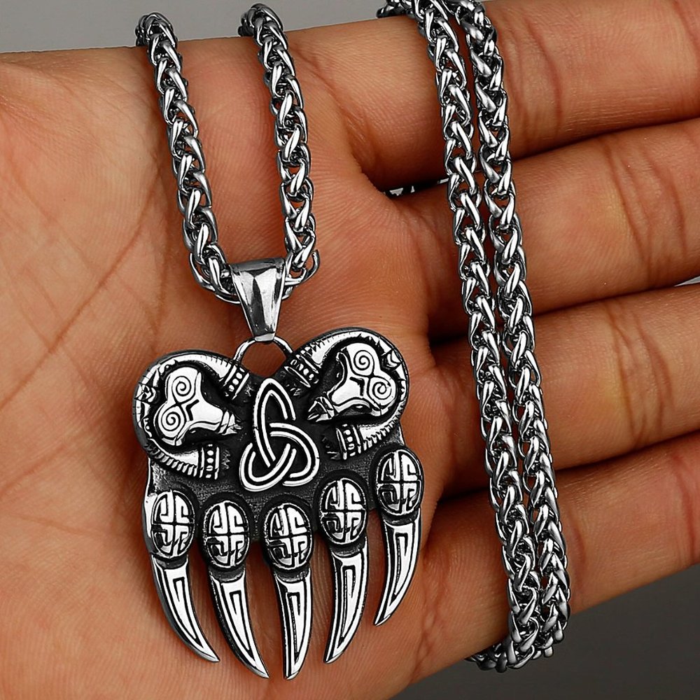 Stainless Steel Band Rune Unisex Pendant Necklace, GP1231134 - Picture 2 of 3